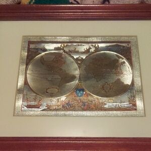 Framed Foiled Old World Map! Massive Antarctica and tartaria Exposed.